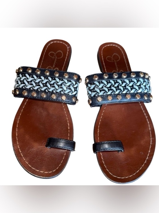 Jessica Simpson Shoes - Jessica Simpson Studded Beaded Sandals Womens 6.5 Black Boho Summer Flats